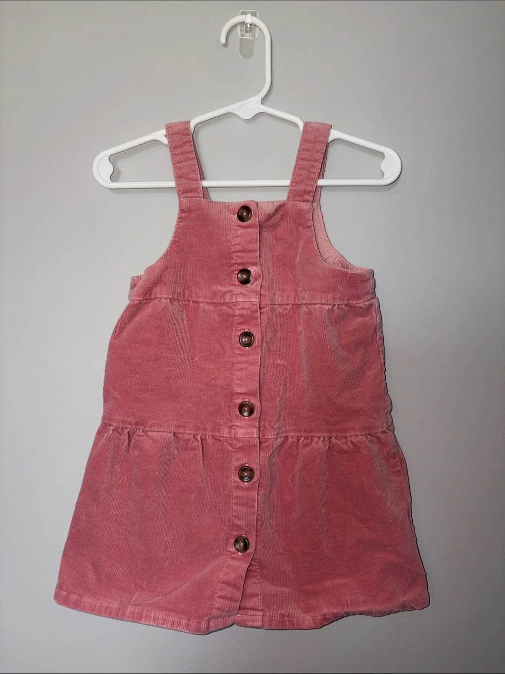 Chelsea & Violet Pink Corduroy Button-Front Pinafore Dress for Kids 3T